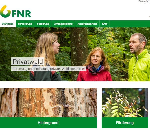Informationen zu weiteren Fördermöglichkeiten für Privatwaldbesitzer gibt es auf der FNR-Seite: privatwald.fnr.de